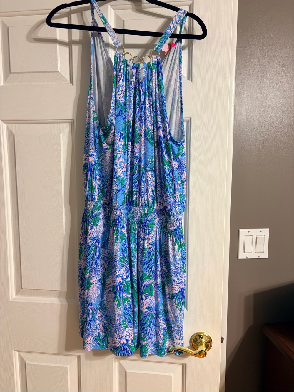 Blue & Green Floral Sleeveless Romper